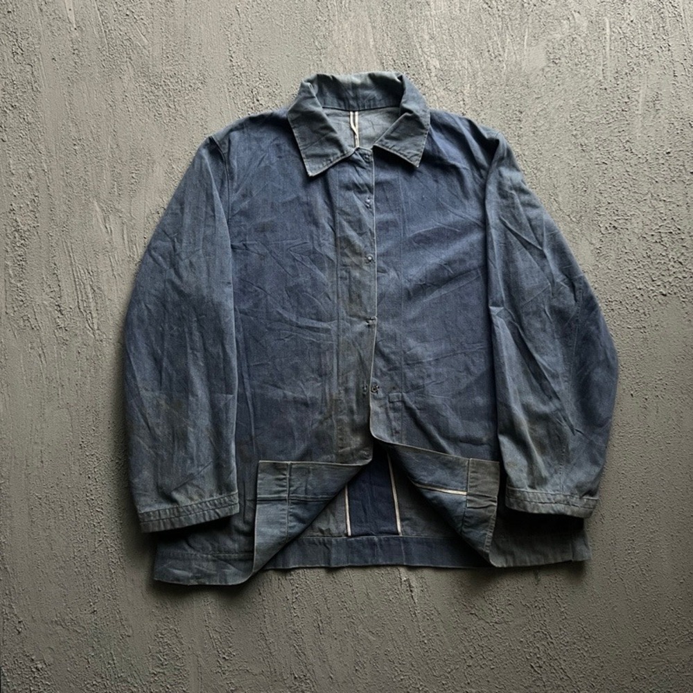 Vintage Denim Chore‎ Jacket Large Blue 1950s Amish Workwear Selvedge